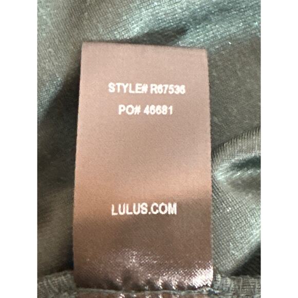 LULUS Dress M Velvet Kelly Green Faux Wrap Holiday Cocktail Fairy Goth - Picture 7 of 12